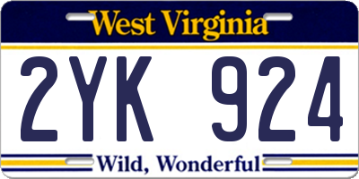 WV license plate 2YK924