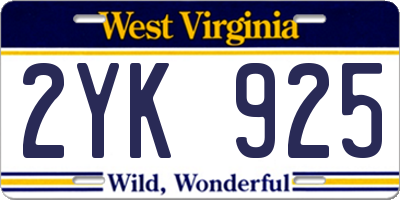 WV license plate 2YK925