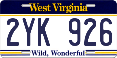 WV license plate 2YK926