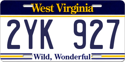 WV license plate 2YK927