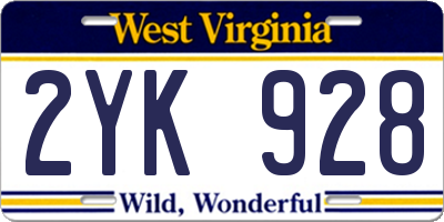 WV license plate 2YK928