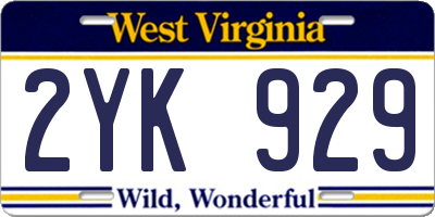 WV license plate 2YK929