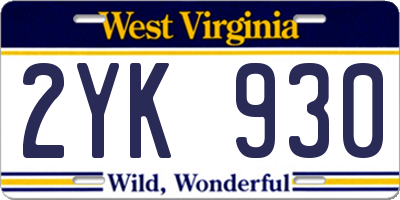 WV license plate 2YK930