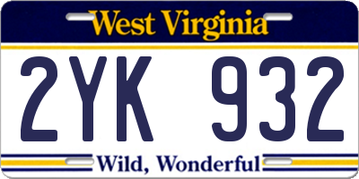 WV license plate 2YK932