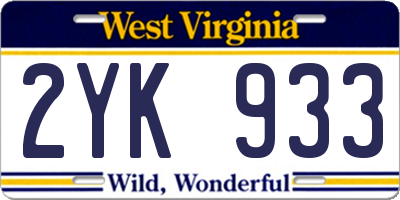 WV license plate 2YK933