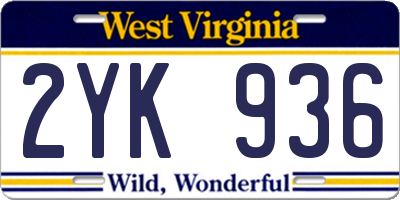 WV license plate 2YK936