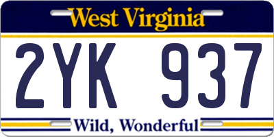 WV license plate 2YK937