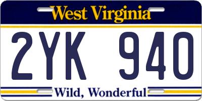 WV license plate 2YK940