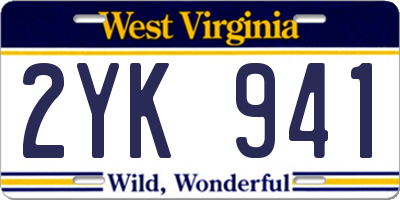 WV license plate 2YK941