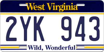 WV license plate 2YK943