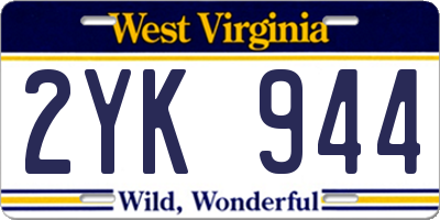 WV license plate 2YK944