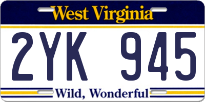 WV license plate 2YK945