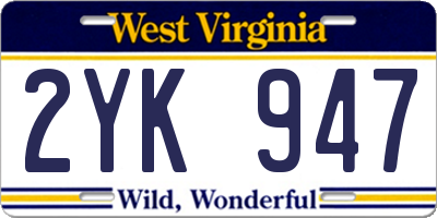 WV license plate 2YK947