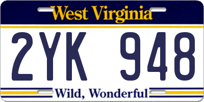WV license plate 2YK948