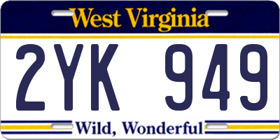 WV license plate 2YK949