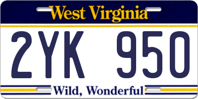 WV license plate 2YK950