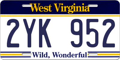 WV license plate 2YK952