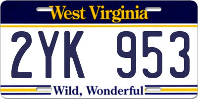 WV license plate 2YK953