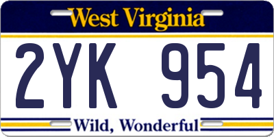 WV license plate 2YK954