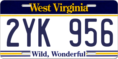 WV license plate 2YK956