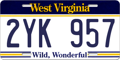 WV license plate 2YK957