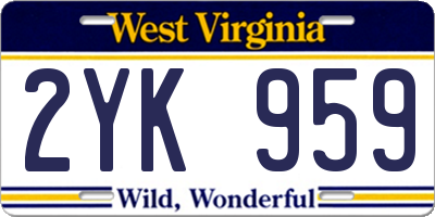 WV license plate 2YK959