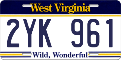 WV license plate 2YK961
