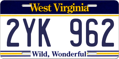 WV license plate 2YK962