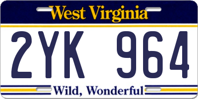 WV license plate 2YK964