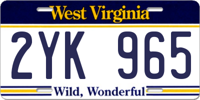 WV license plate 2YK965