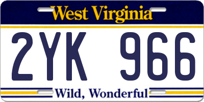 WV license plate 2YK966