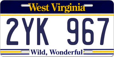 WV license plate 2YK967