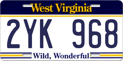 WV license plate 2YK968