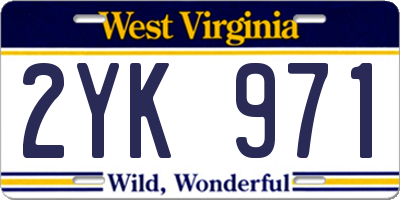 WV license plate 2YK971