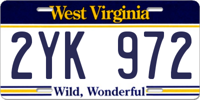 WV license plate 2YK972