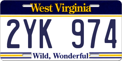 WV license plate 2YK974