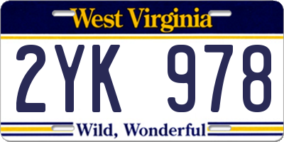 WV license plate 2YK978