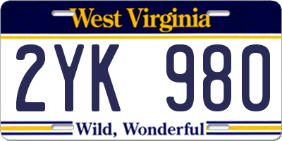 WV license plate 2YK980