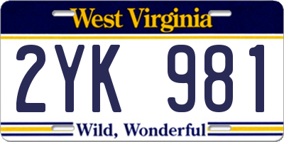 WV license plate 2YK981