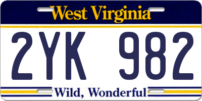 WV license plate 2YK982