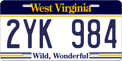 WV license plate 2YK984