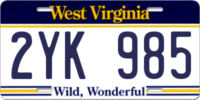 WV license plate 2YK985