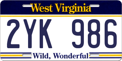 WV license plate 2YK986