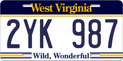 WV license plate 2YK987