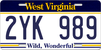 WV license plate 2YK989