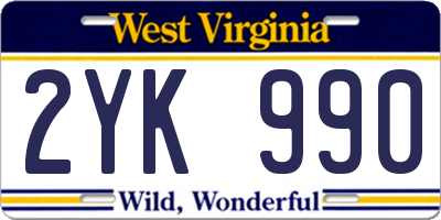 WV license plate 2YK990