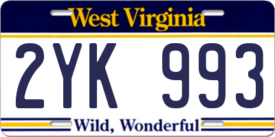 WV license plate 2YK993