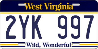 WV license plate 2YK997