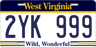 WV license plate 2YK999