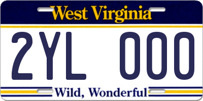 WV license plate 2YL000